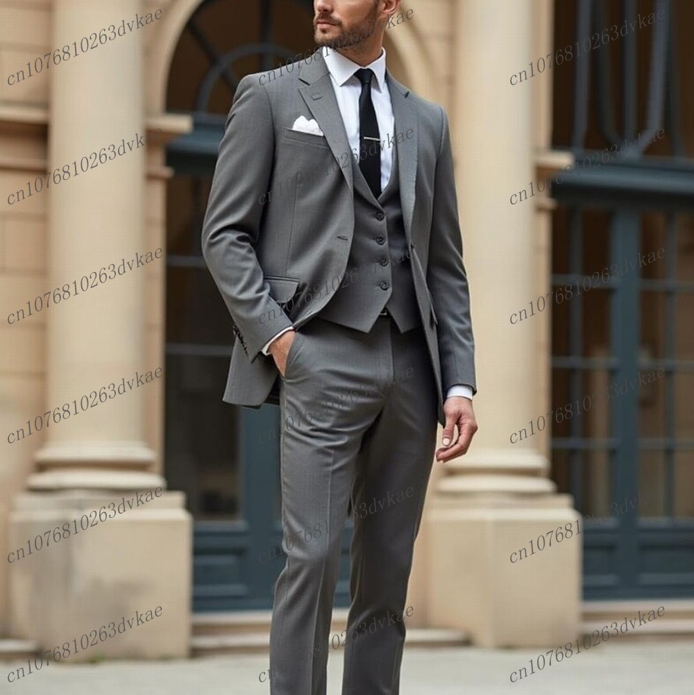 Novo Terno Masculino Formal Ci - Mens Fashion Dark Grey Pants avaliação e preço