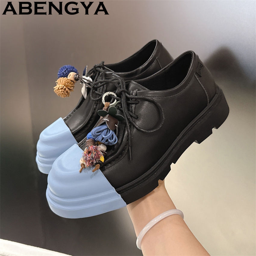 Men'S Fashion Loafers Shoes - Multicolorido couro real rendas até mocassins