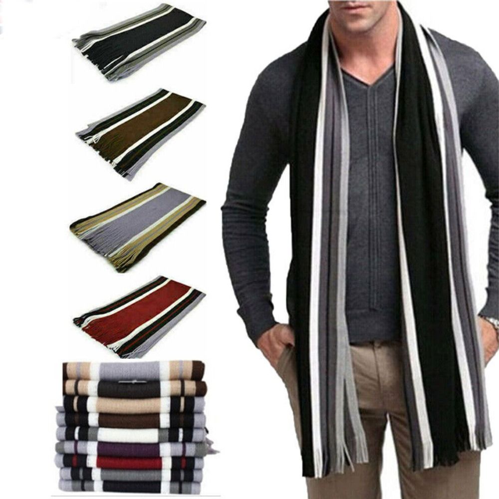 Cachecol listrado masculino de - Men Scarf Wool avaliação e preço