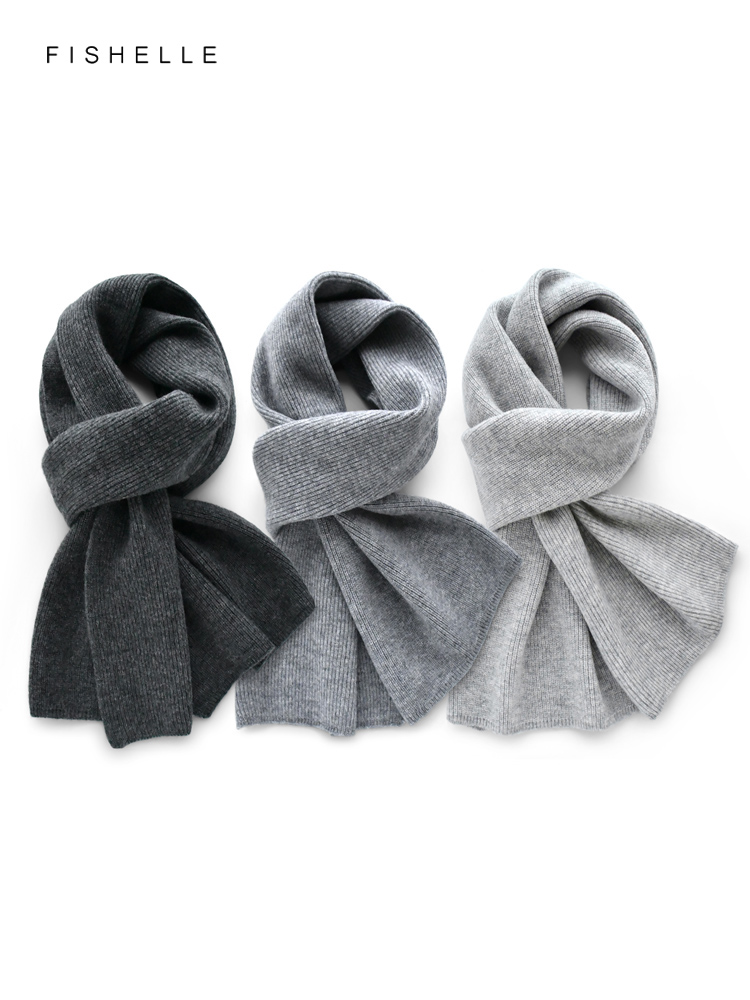 Cinza cor sólida cachecol de c - Men Scarf Wool avaliação e preço