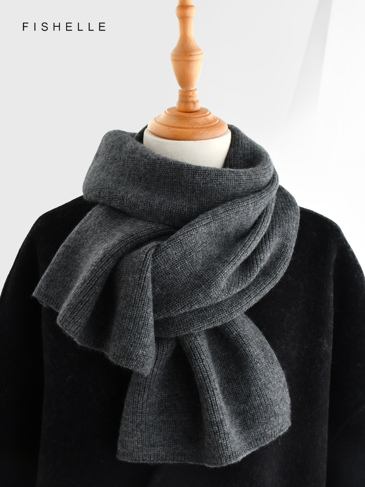 Cinza cor sólida cachecol de c - Men Scarf Wool avaliação e preço