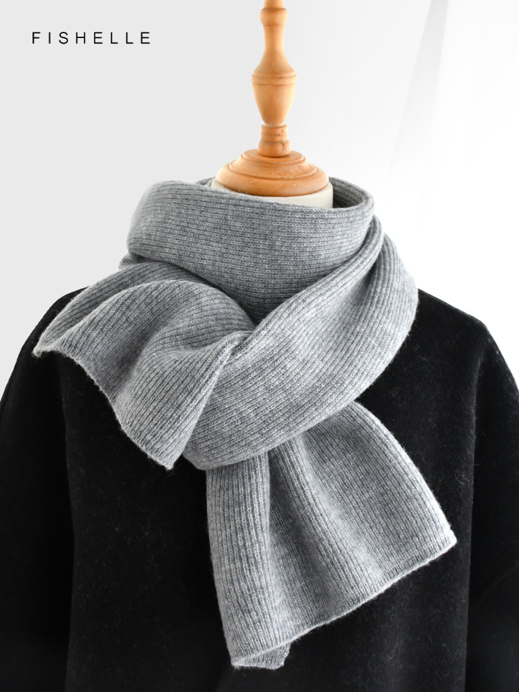 Cinza cor sólida cachecol de c - Men Scarf Wool avaliação e preço