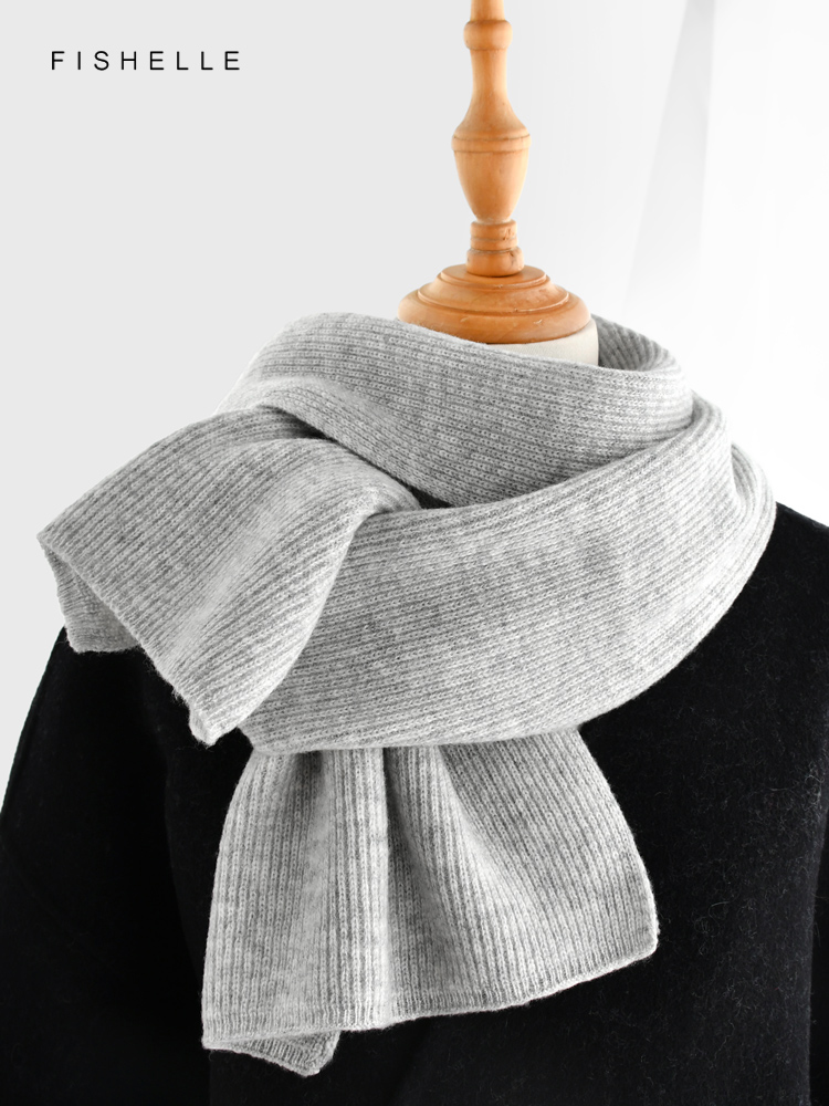 Cinza cor sólida cachecol de c - Men Scarf Wool avaliação e preço