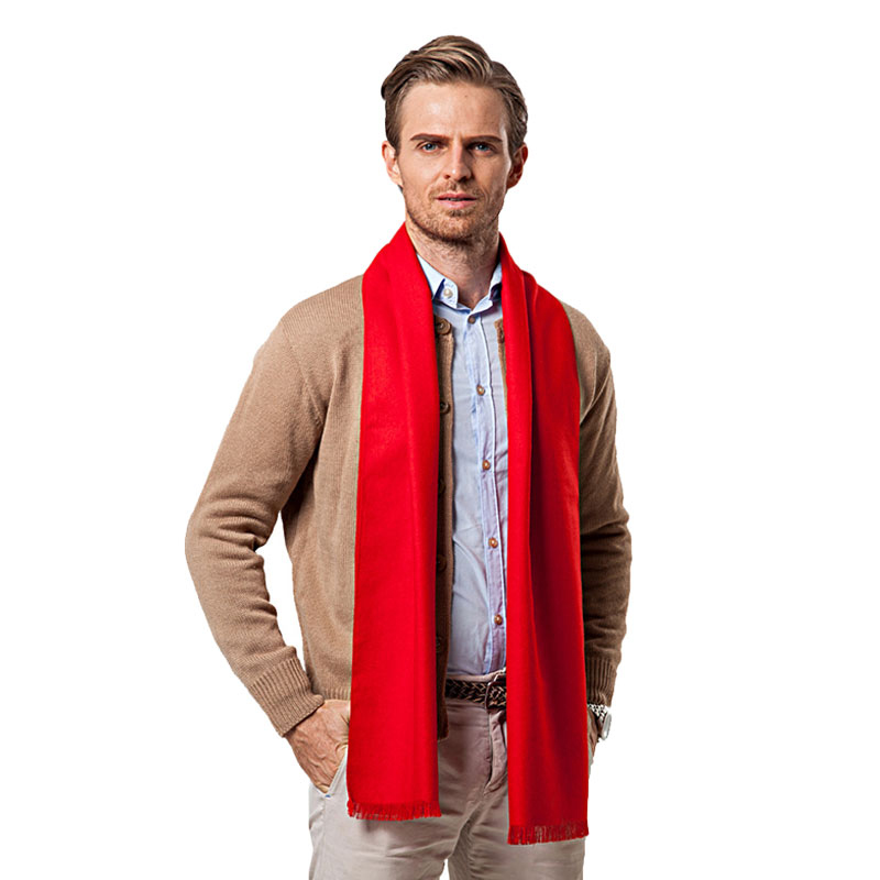Lenço vermelho monocromático m - Men Scarf Wool avaliação e preço