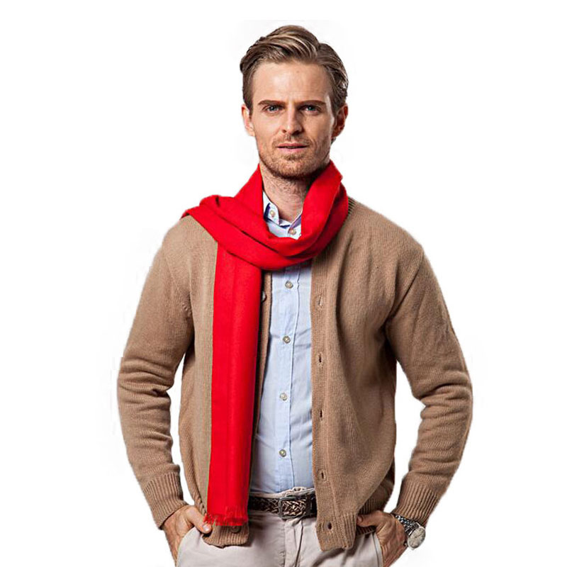 Lenço vermelho monocromático m - Men Scarf Wool avaliação e preço