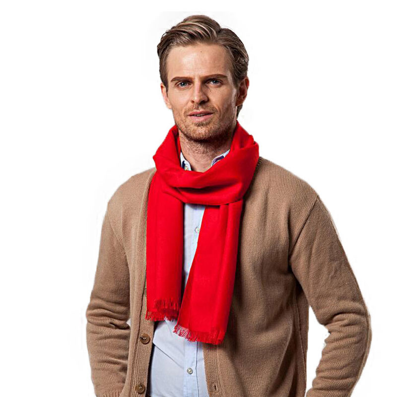 Lenço vermelho monocromático m - Men Scarf Wool avaliação e preço