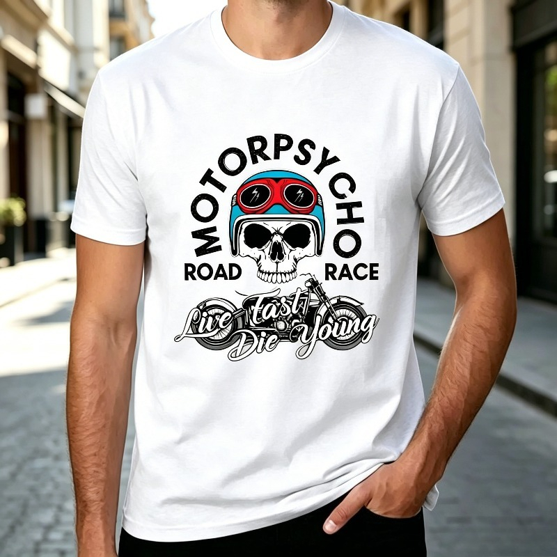 Camiseta Motopsyco Biker Skull - Men'S Fashion Quotes avaliação e preço