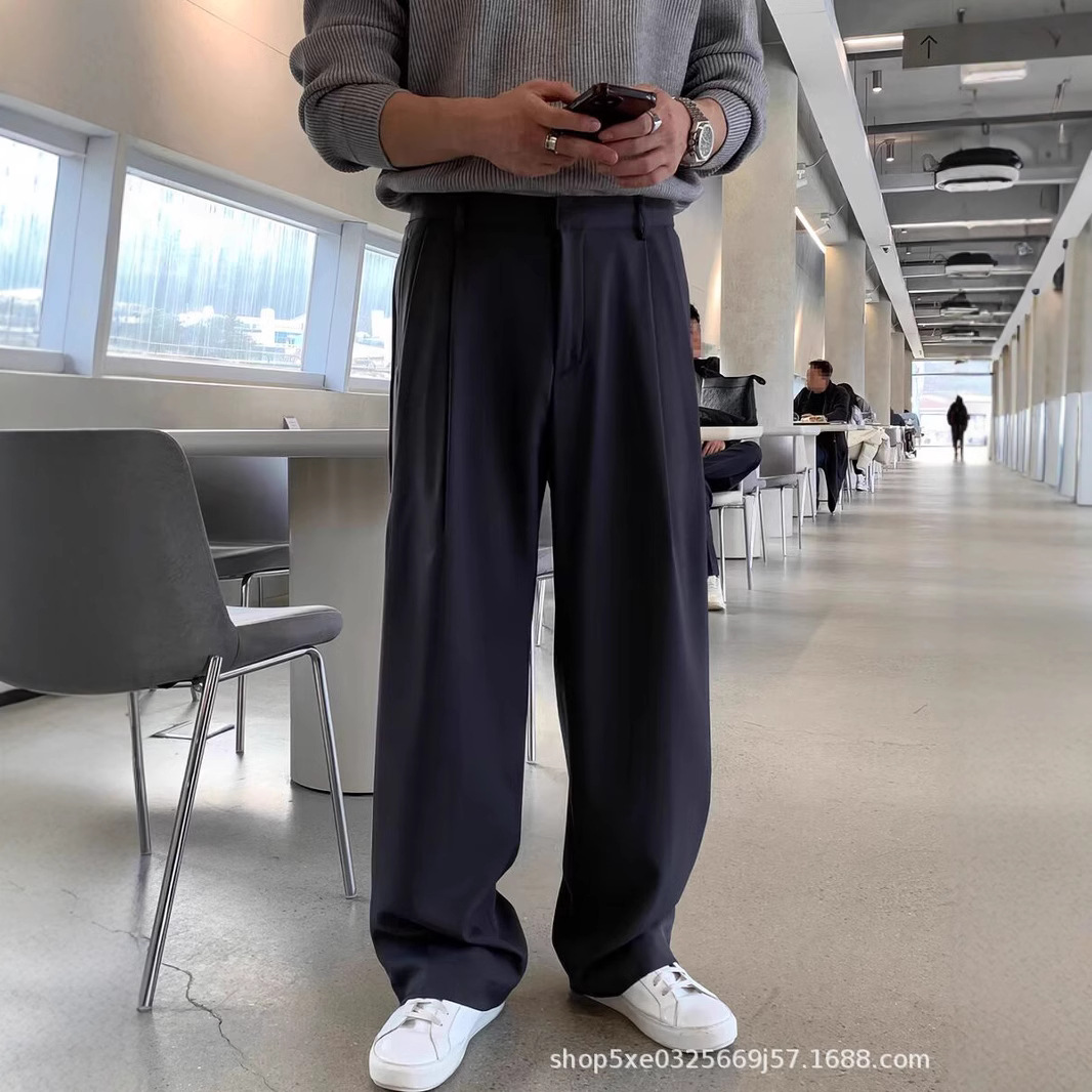 Calças de Terno Masculinas Est - Mens Fashion Dark Grey Pants avaliação e preço